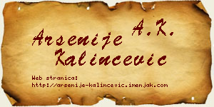 Arsenije Kalinčević vizit kartica